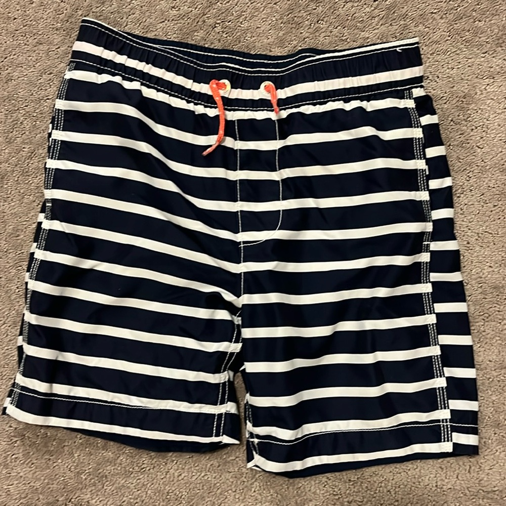 Boys medium Gap swim suit navy and white striped